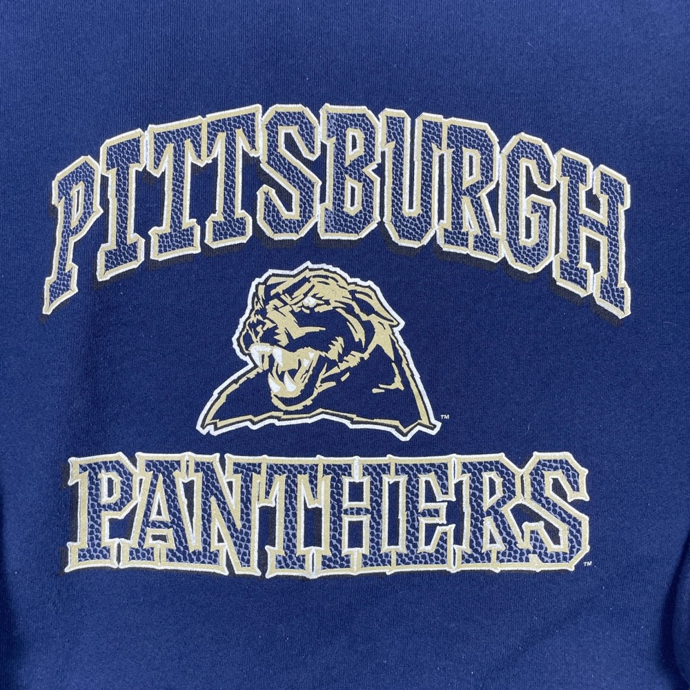 VTG Pittsburgh Panthers Sweatshirt Mens XL Navy Hanes Heavyweight Pitt Crewneck - Picture 4 of 9
